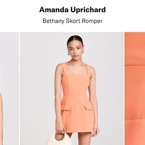 Amanda Uprichard Bethany Skort Romper (Medium) in Guava